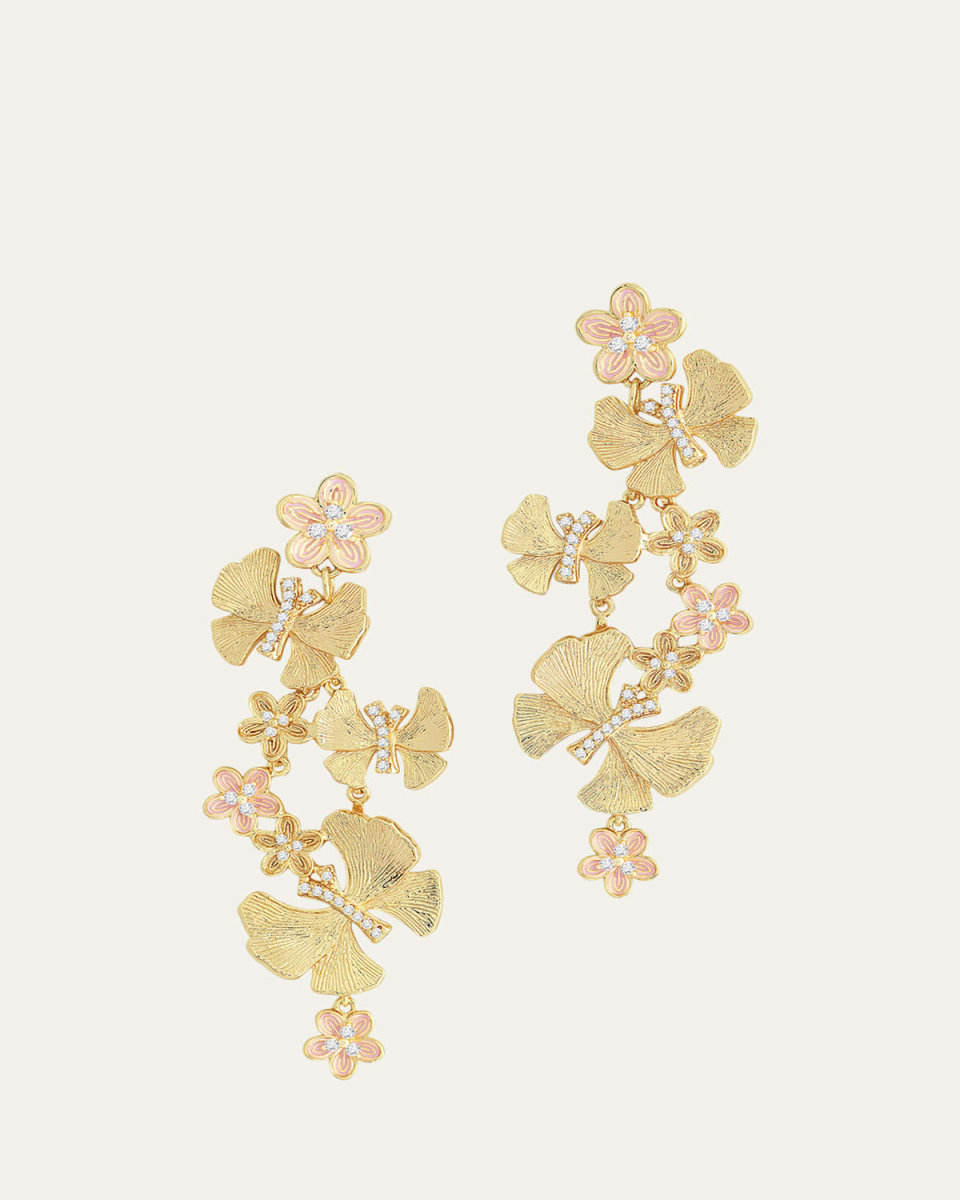 Butterfly with Flowers Dangle Earrings